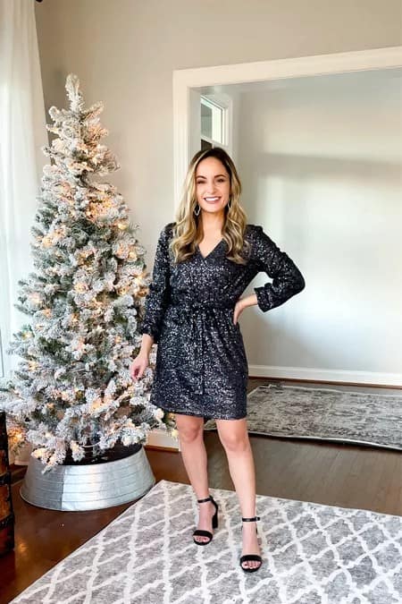 8 – Black Sequins Dress For Christmas