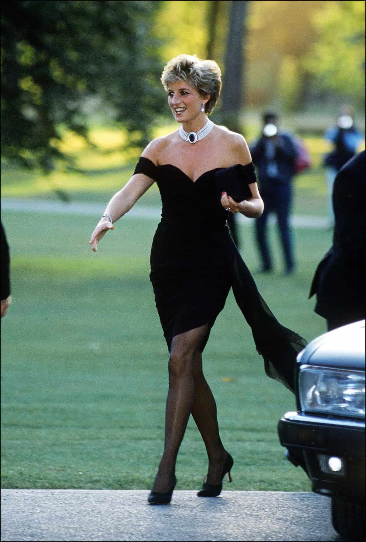 Diana’s Little Black Dress Styled with Pearl Necklace