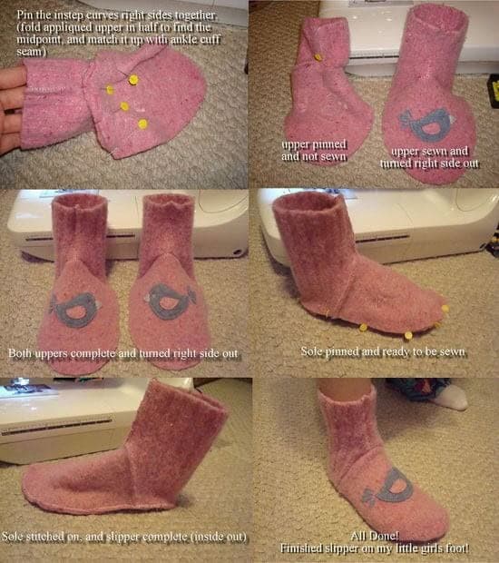 #26-WOOL FELT SWEATER SLIPPER SOCK TUTORIAL AND PATTERN