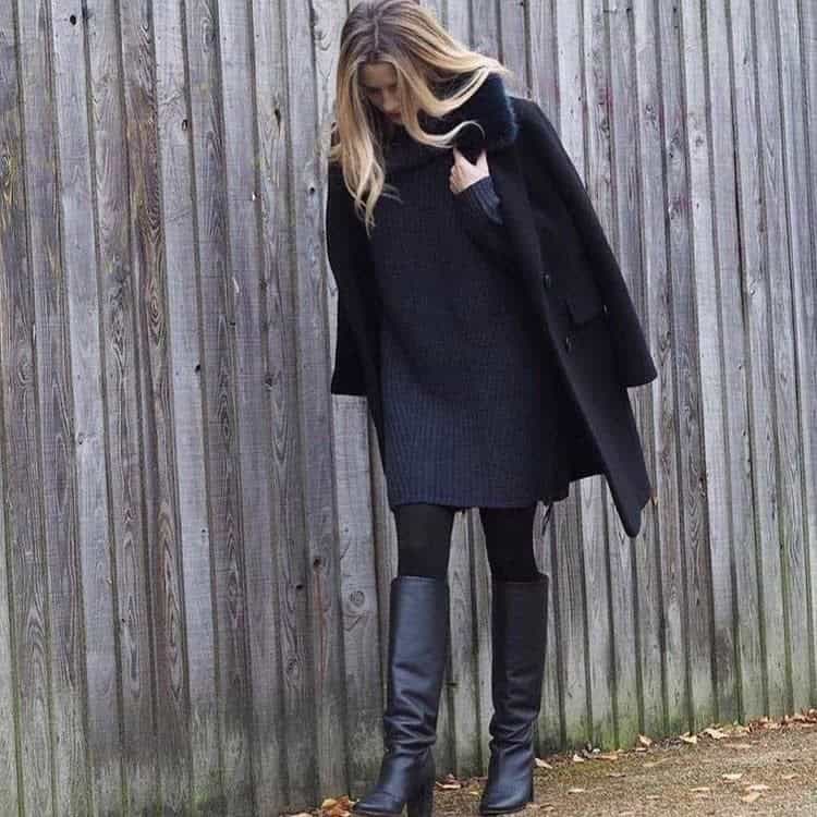 18 – Add A Black Coat Over A Sweater