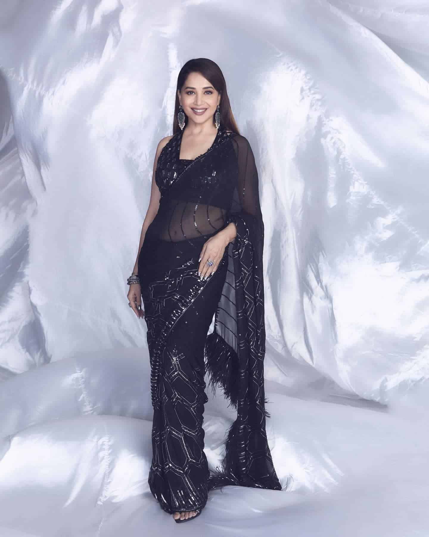 4 – Madhuri Dixit In A Classic All Black Saree