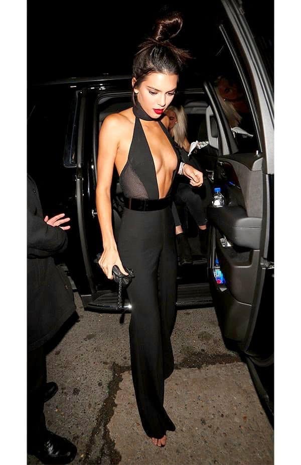 8 –  Kendall Jenner wearing a Black Jumpsuit