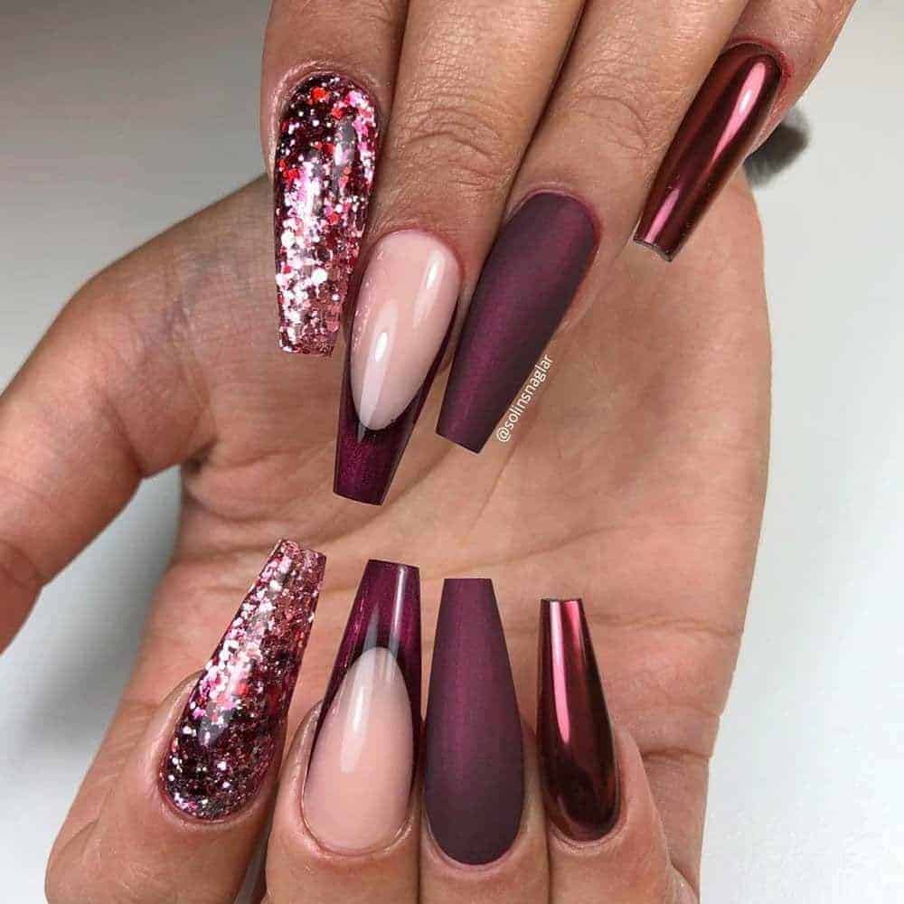 16 – Chic Maroon Nails