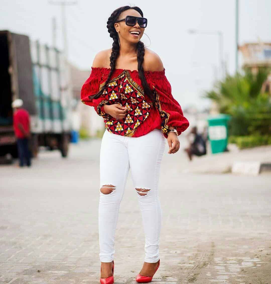 ↓ 7 – Summer Kitenge Trend Alert – Off Shoulder Tops