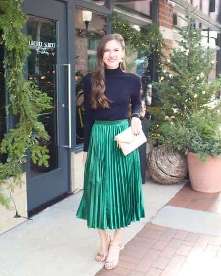 5 – Metallic Skirt with Heels