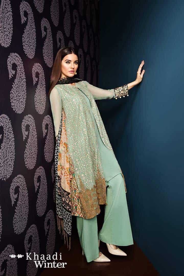 ↓ 5- Gown Kurti With Wide Leg Palazzo