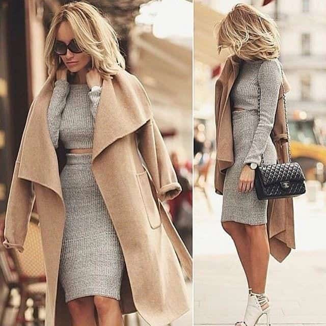 #4- Camel Coats and body cons – The best of both worlds!