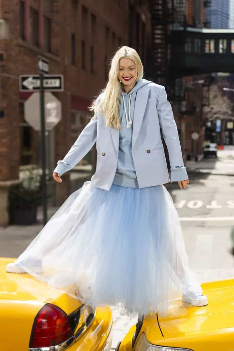 ↓ 24. Go All Out in Pastel Blue With Gigi Hadid