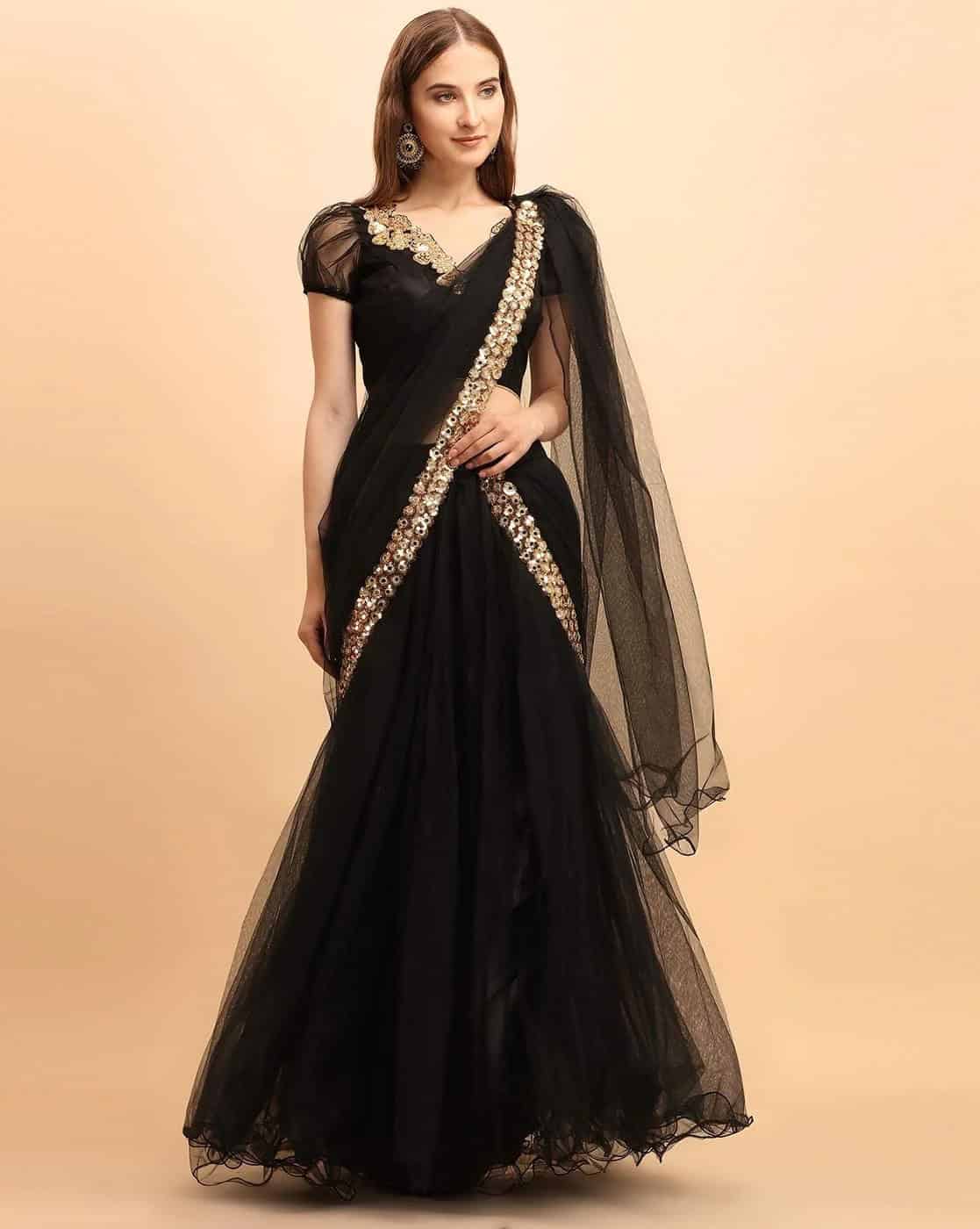 Black Lehenga Saree Design