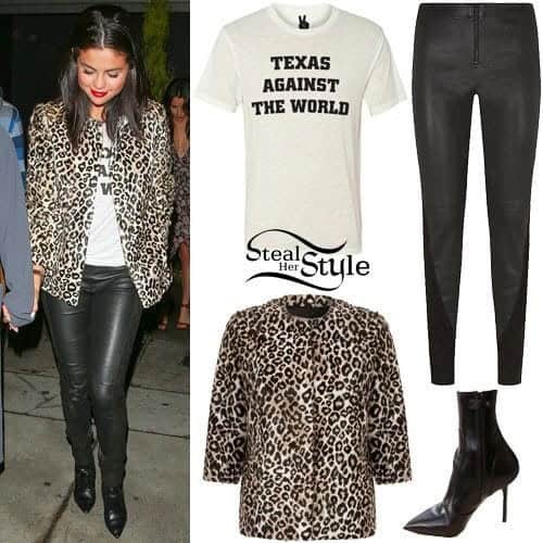 ↓ 3 – Leather Leggings And Animal Printed Blazer