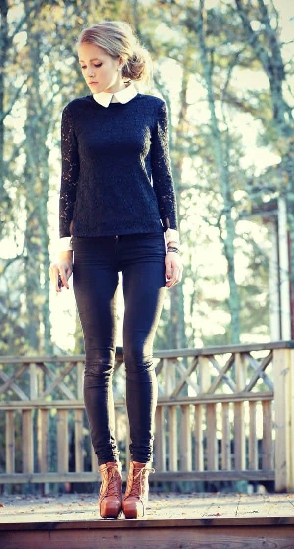 #7- Leggings with Brown Lita Platforms