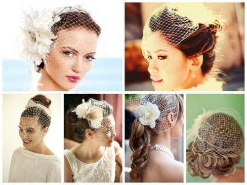 ↓17- Perfect Hair-Dos with Birdcage Veil