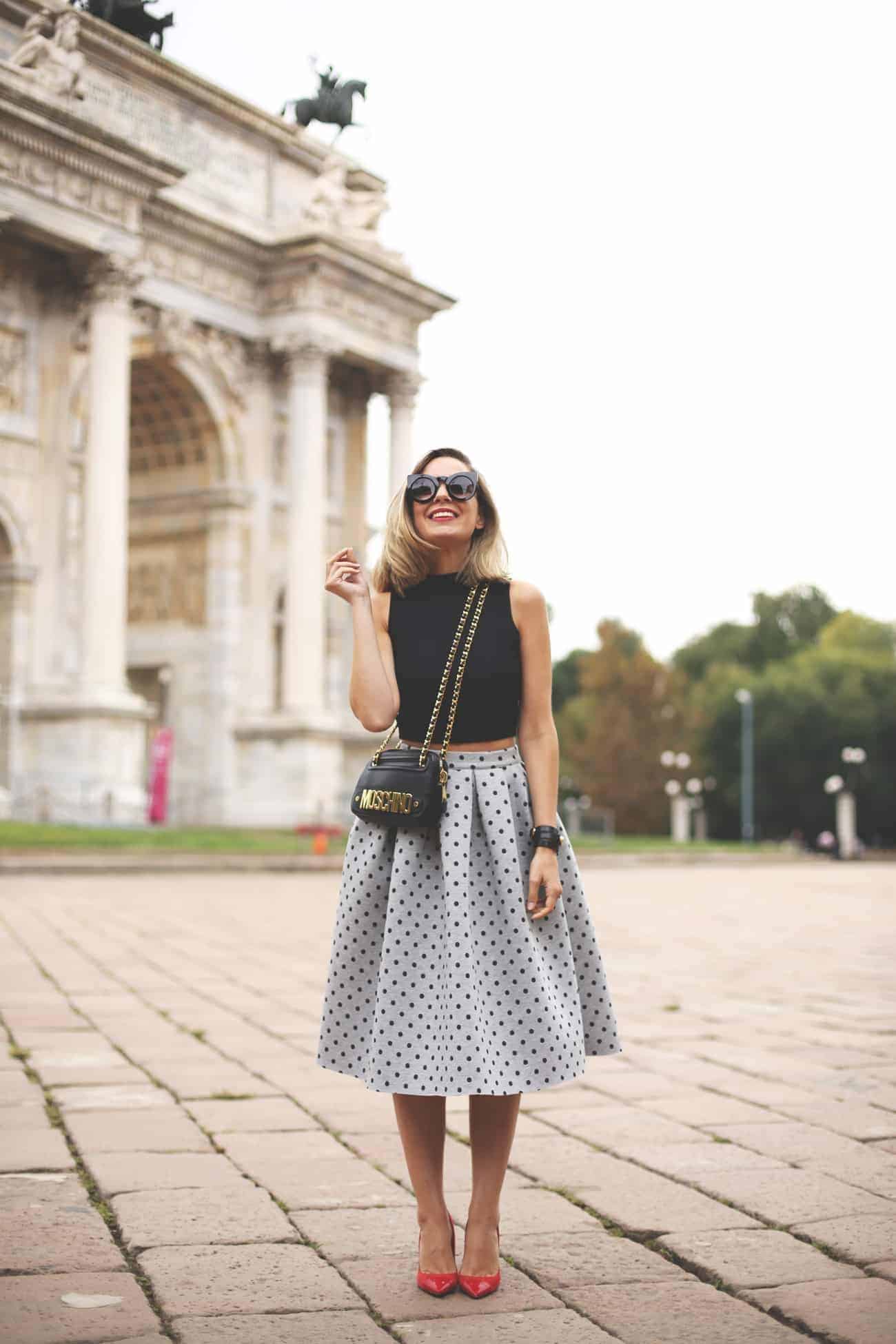 19 – Style a Polka Dot Skater Skirt with a Ribbed Crop Top for Vacationing!