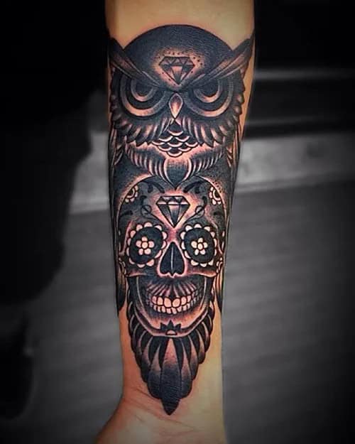 ↓ 5 – Owl With Skull Tattoo