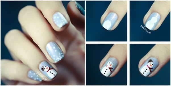 ↓ 60 – Snowman Nail Art Tutorial