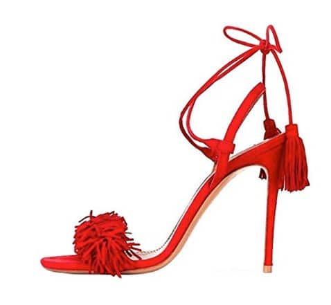 ↓ 10. Red High Heels With Tassels