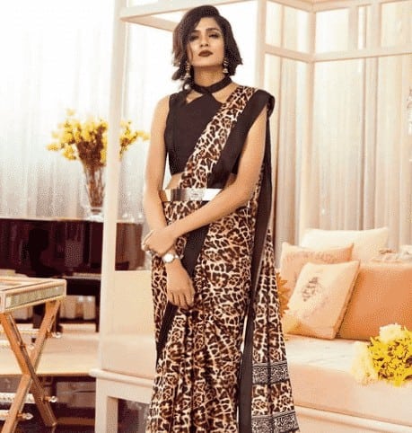 6 – Leopard Printed Silk Saree