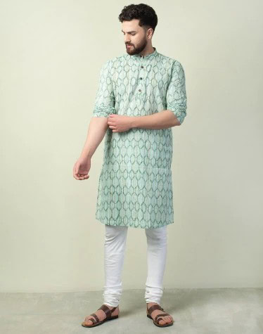 Printed Kurta Styled with Contrasting Trousers