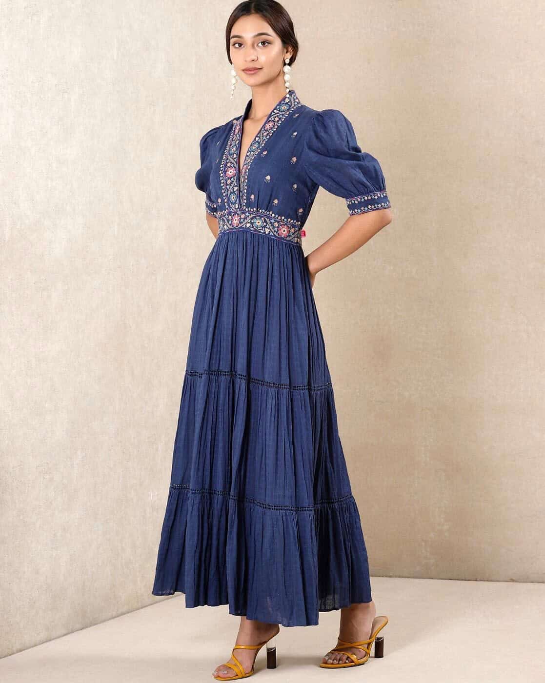 Indo-Western Dress with With Pearl Earrings