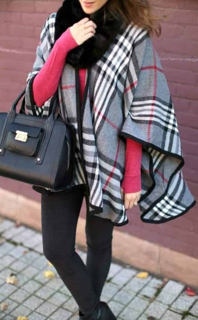 18 – Plaid Cape With Thick Furry Muffler