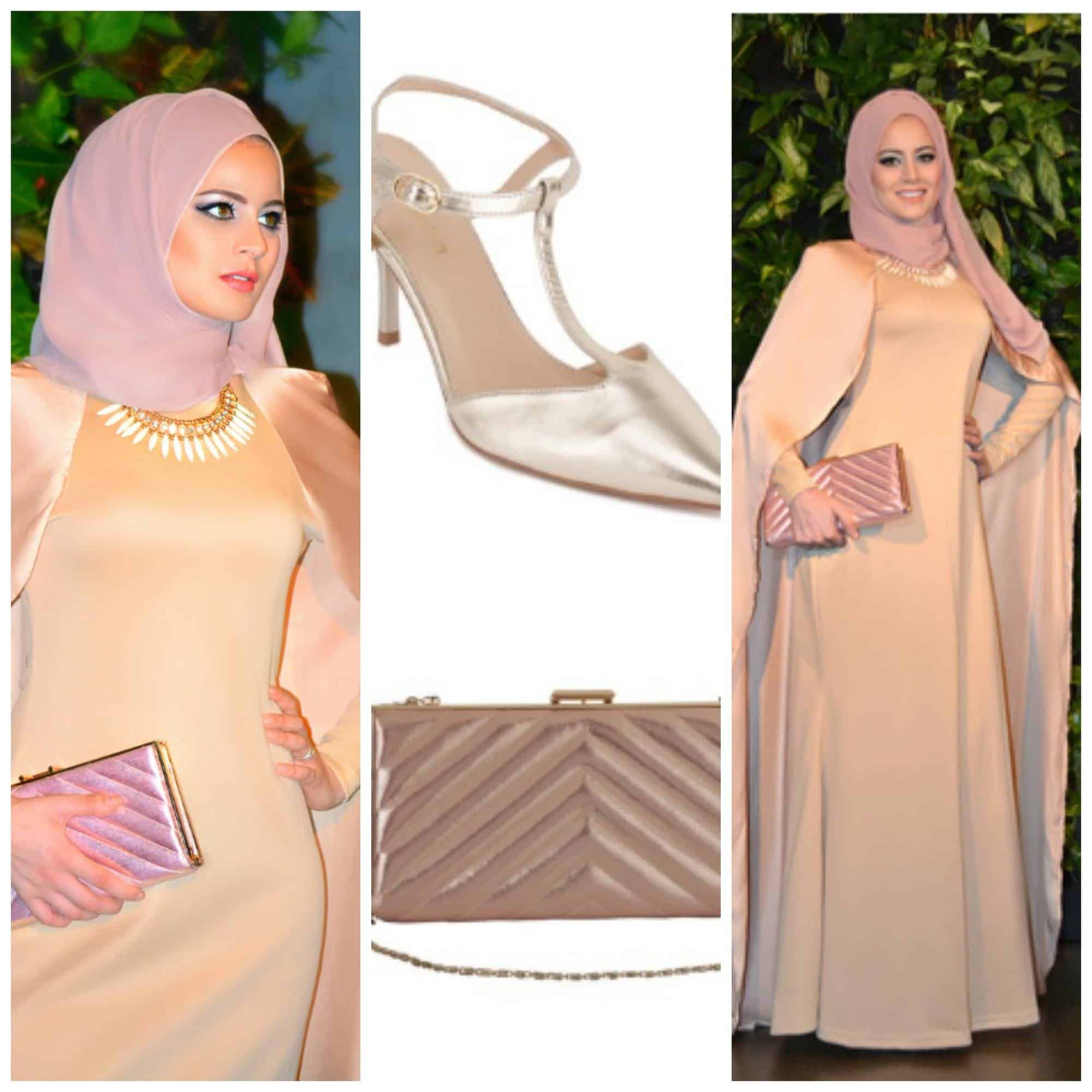 ↓ 6 – Cape Style Abaya with T-bar Strap Heels