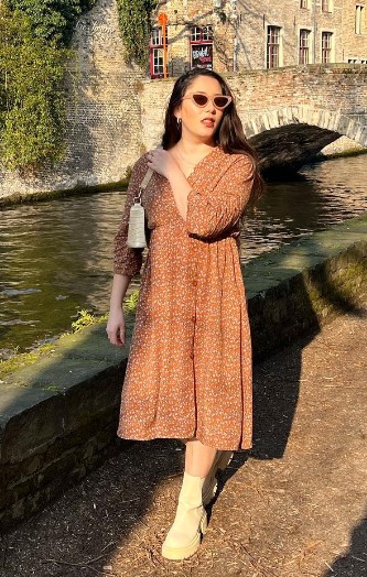 23 – Neutral Floral Midi Dress