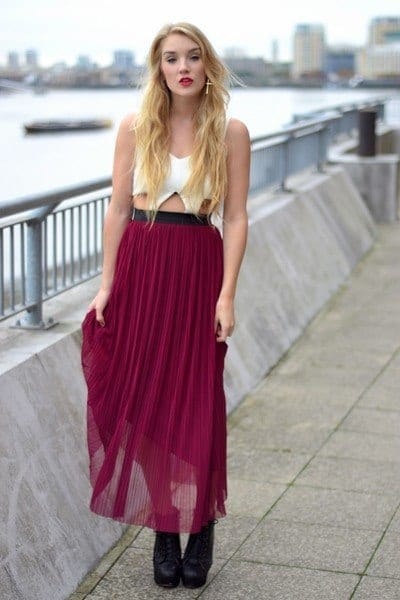 Sheer Pleated Skirt