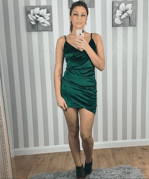 15 – Styling A Green Velvet Wrap Mini Dress