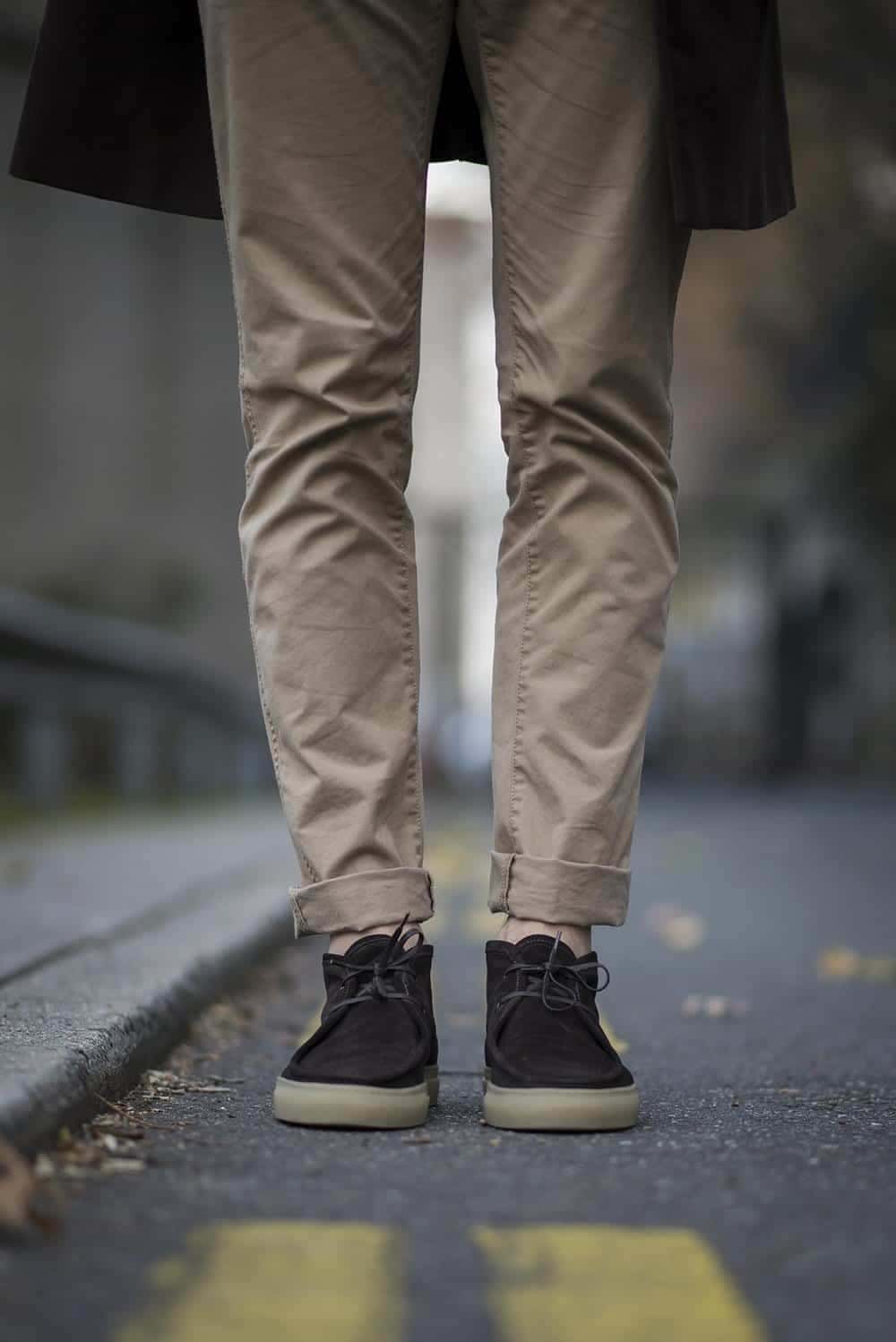 ↓ 8 – Long Coat with Khaki Pants