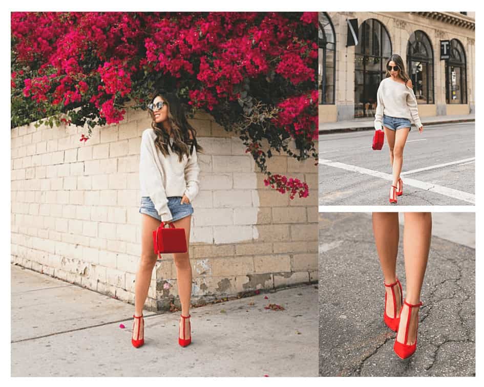 ↓ 9. Red Strappy Heels