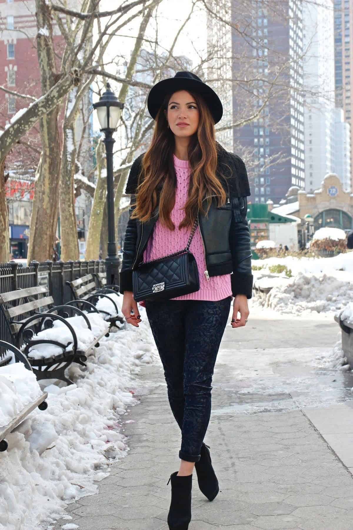 #16- Pink Sweater + Textured Pants