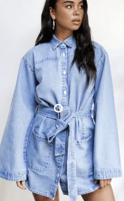 9 – Wear An Oversized Denim Shirt And Make A Dress Out Of It