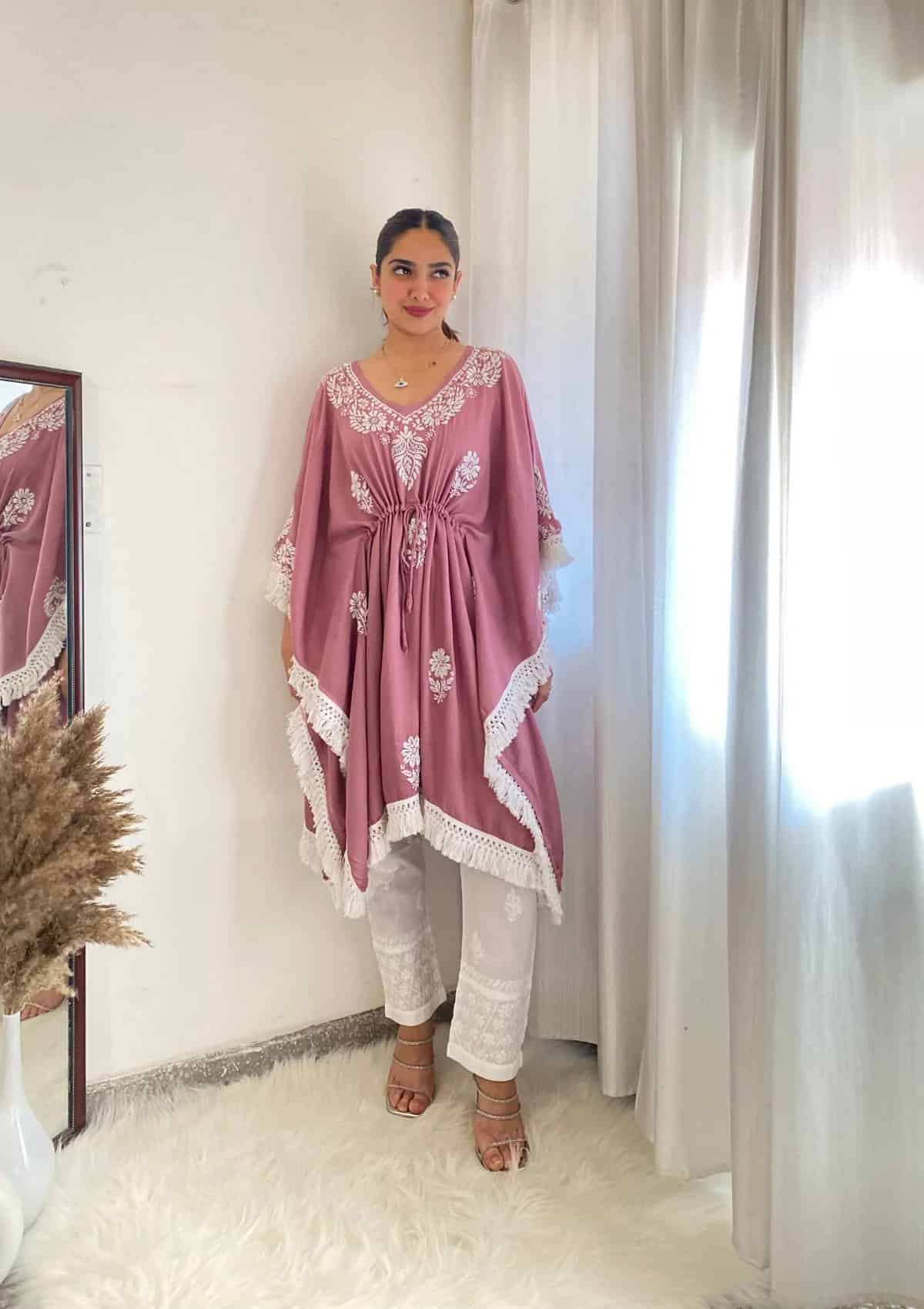 Kaftan with Tassels Paired with Chikan Pants