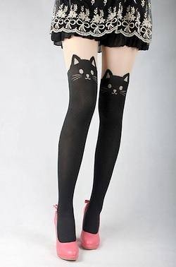 1 –  Cute Cat Socks With Pink Pumps