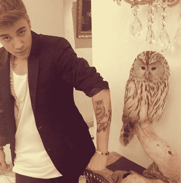 ↓ 15 – Justin Bieber’s Owl Tattoo Meaning