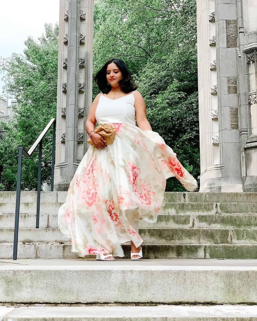 One Shoulder Top Styled with Floral Skirt