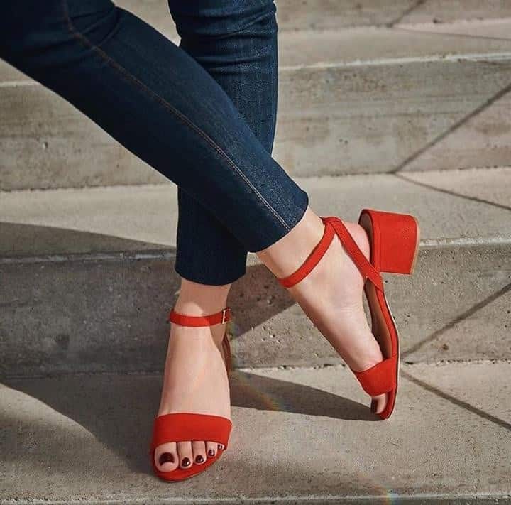 ↓ 17. Stunning Red Block Heels