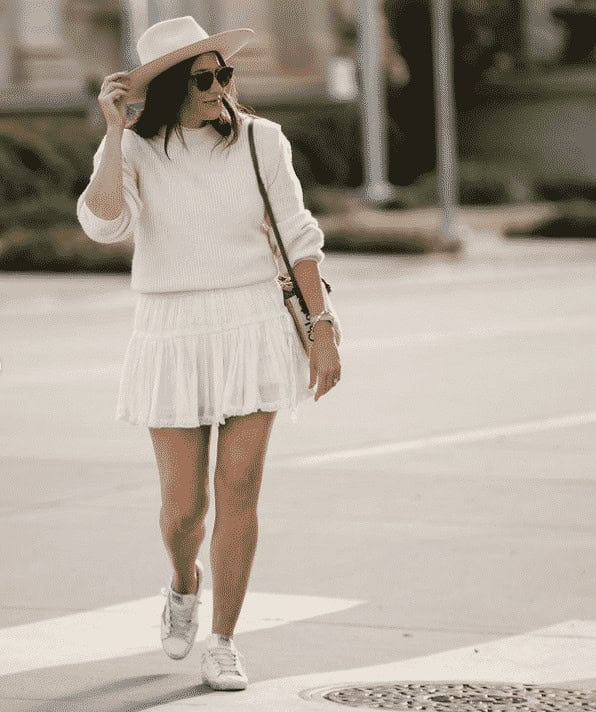 10 – White Mesh Mini Skirt Look