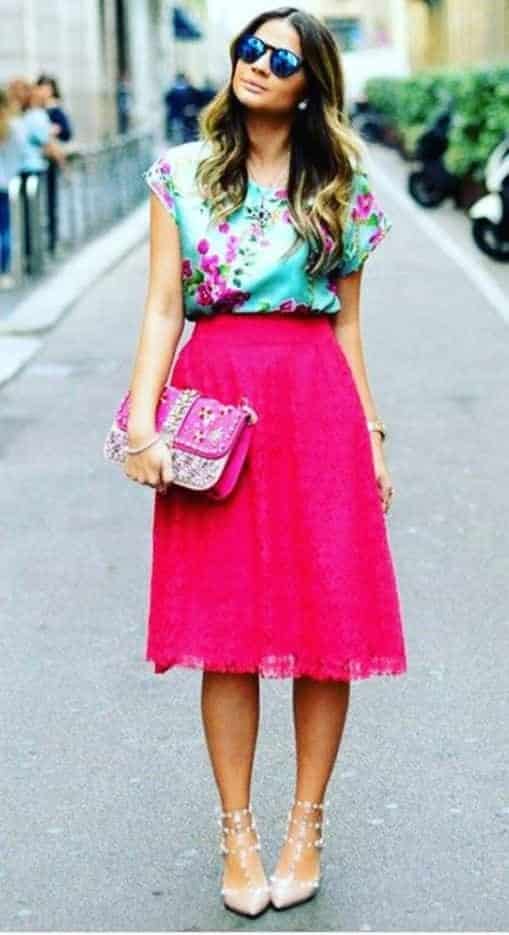 ↓ 29 – Midi Skirt with Floral Spring Top