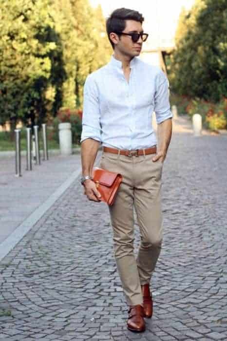 08 – Wear Khakis with White Button-Down for a Timeless Look