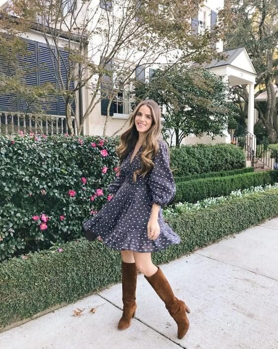 57 – Polka Dot Dress With Brown Boots