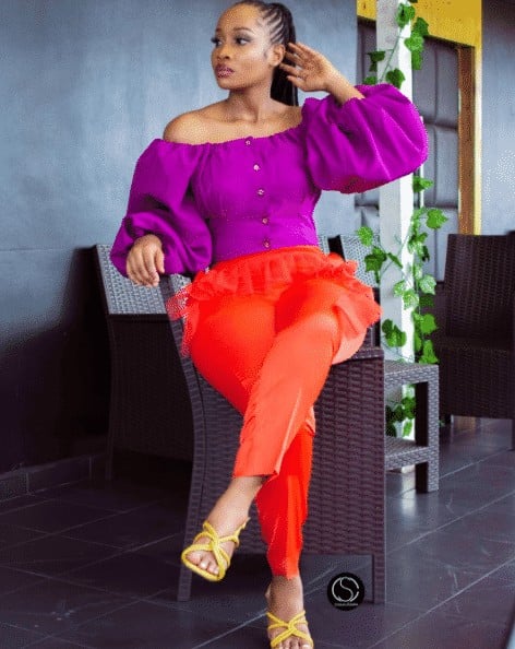 18 – A Bold Purple Top with Bright Pants