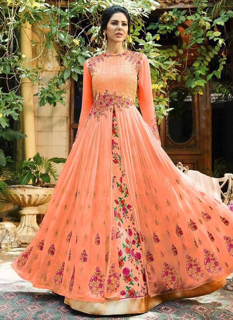 2 – Light Peach Anarkali Lehenga