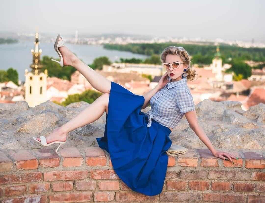 8 – Blue Skirt With A Chequered Blouse