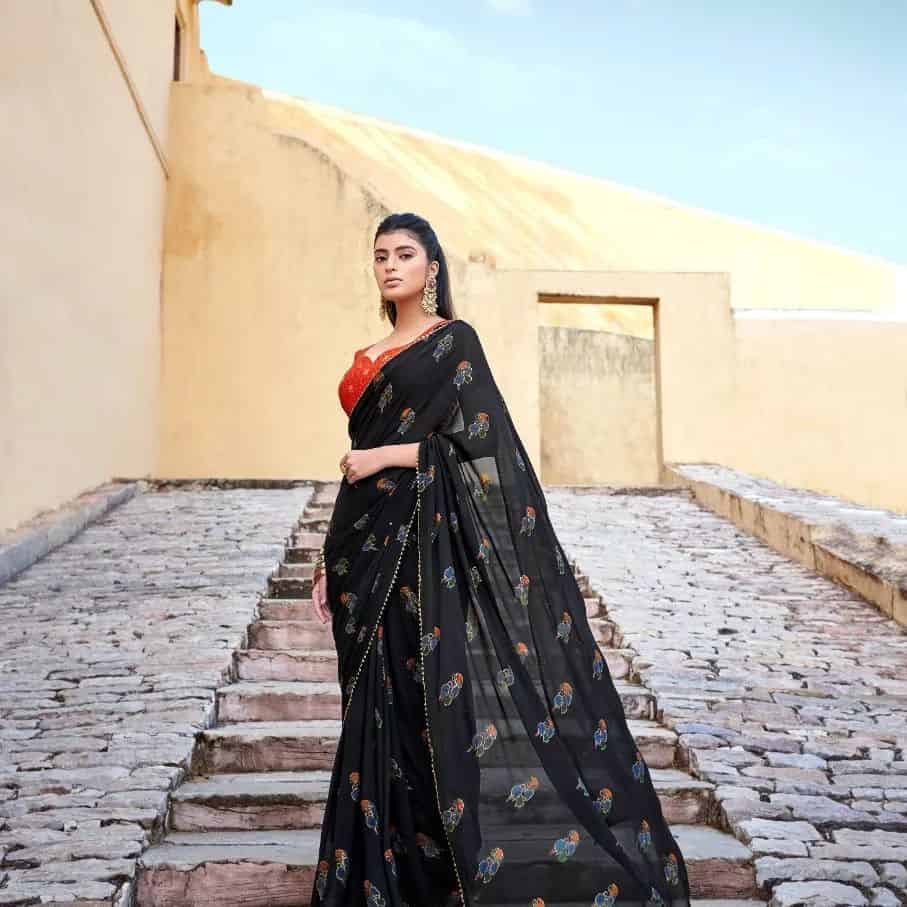 Beat the Heat with Black Floral Saree