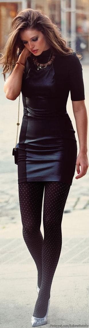 #7. Heels with Polka Dot Tights