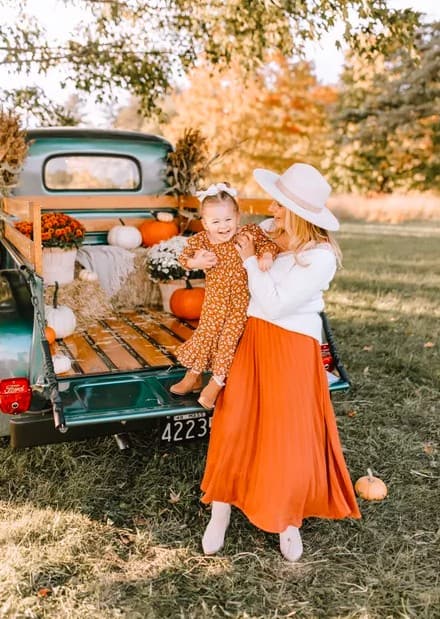 7 – Orange Skirt with a White Sweatshirt