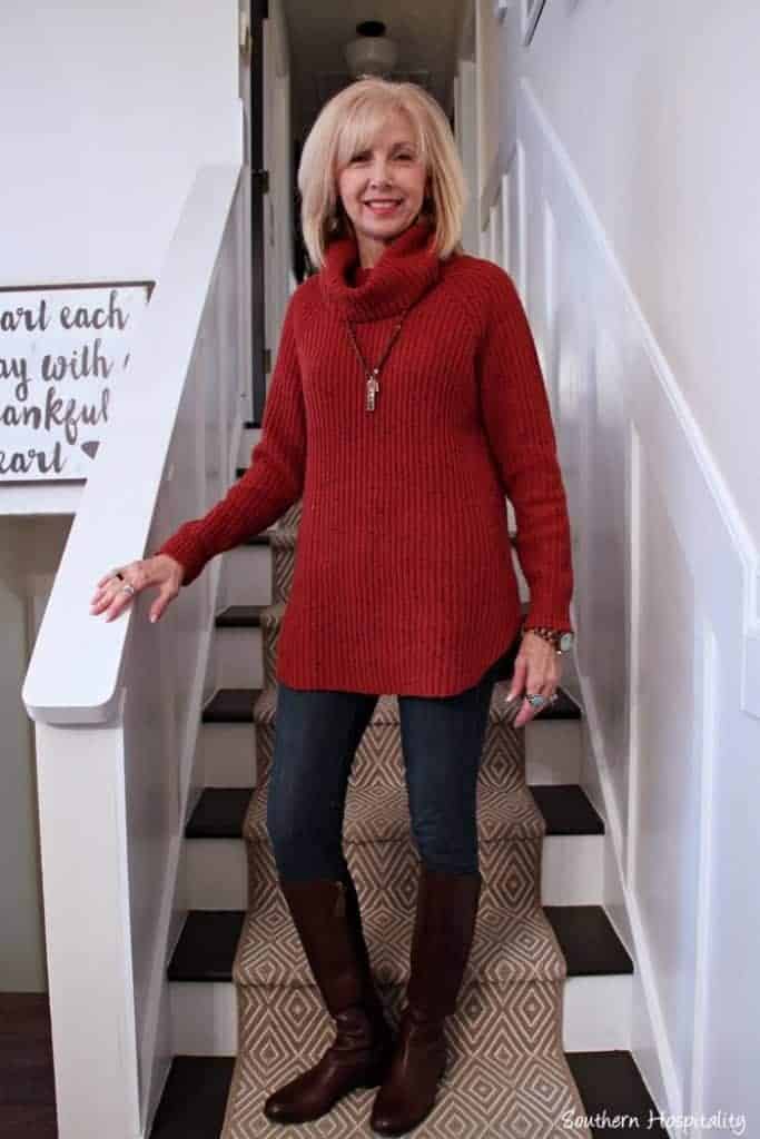 How to Wear a Red Sweater Outfit