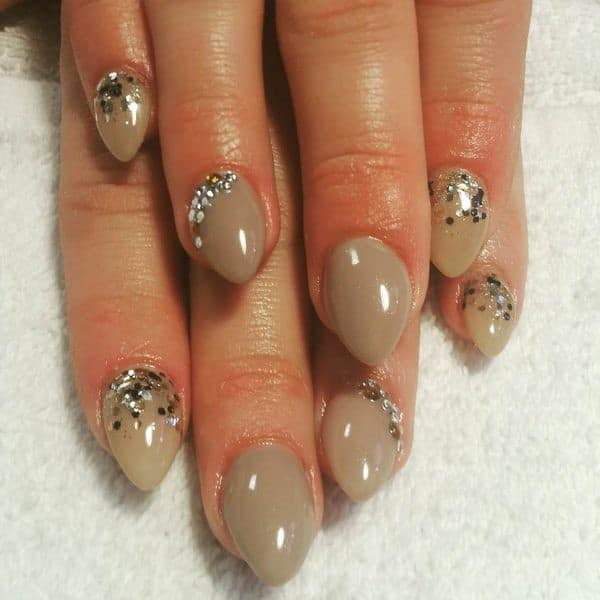 31 – Nude Glitter For Almond Nails