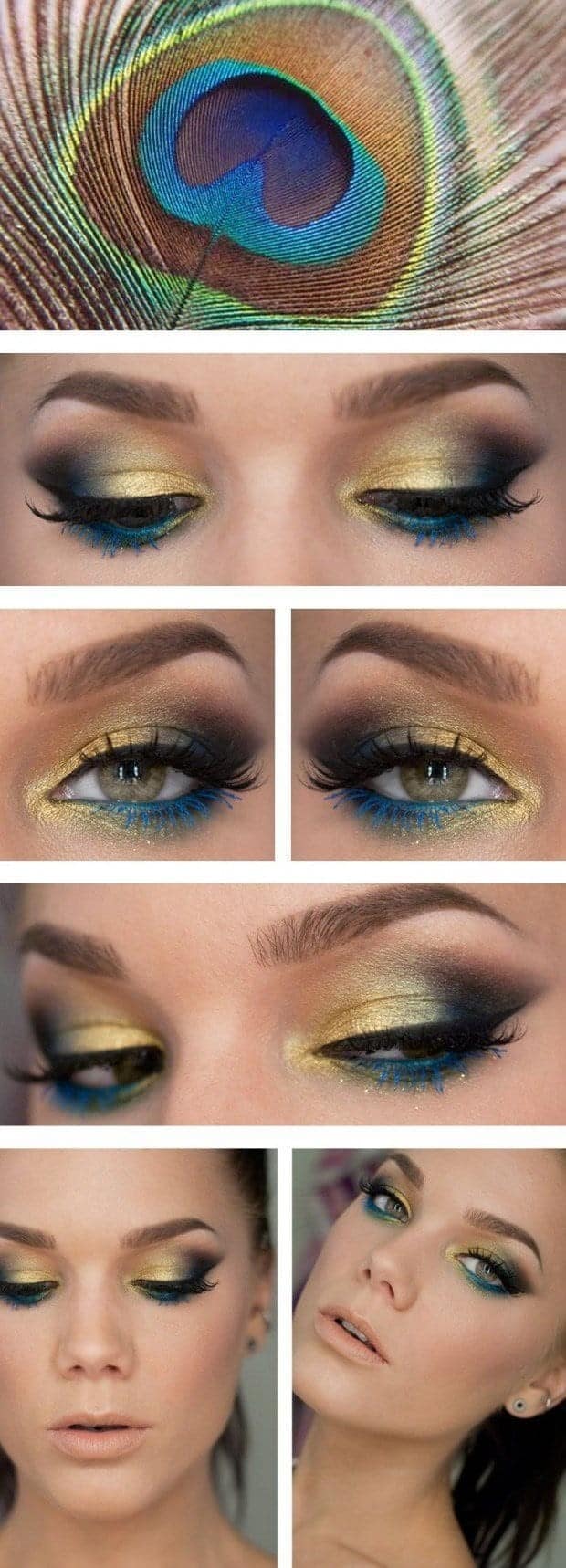 #5 – Peacock Eye Makeup with a Touch of Gold